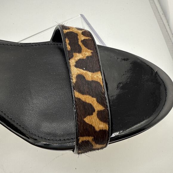 Michael Kors Womens Simone Open Toe Black Patent Animal Print Size 10M NWB - Picture 5 of 16